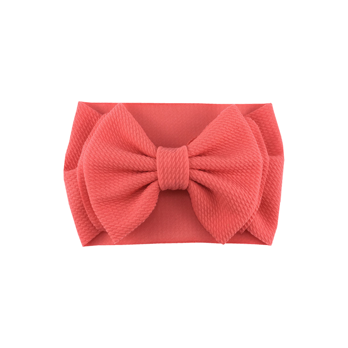 Coco big bow baby headband in punch, a bright coral red, wide textured headwrap with oversized bow, Sommerfugl Kids