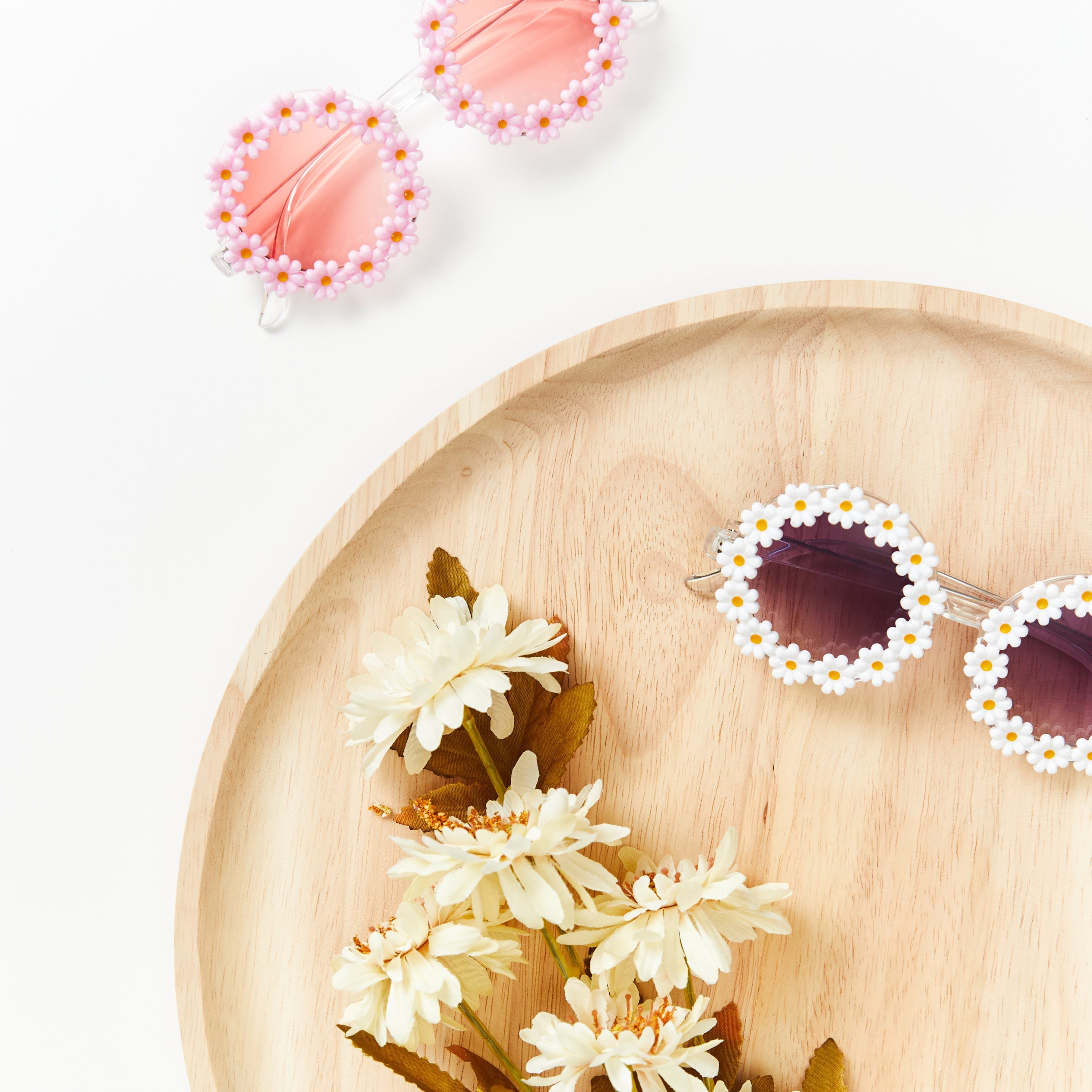 Toddler wearing baby sunglasses in sunlight — Flamingo Daisy Baby Sunglasses