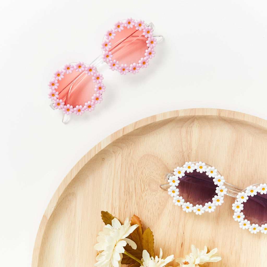 Toddler wearing baby sunglasses in sunlight — Mint Daisy Baby Sunglasses