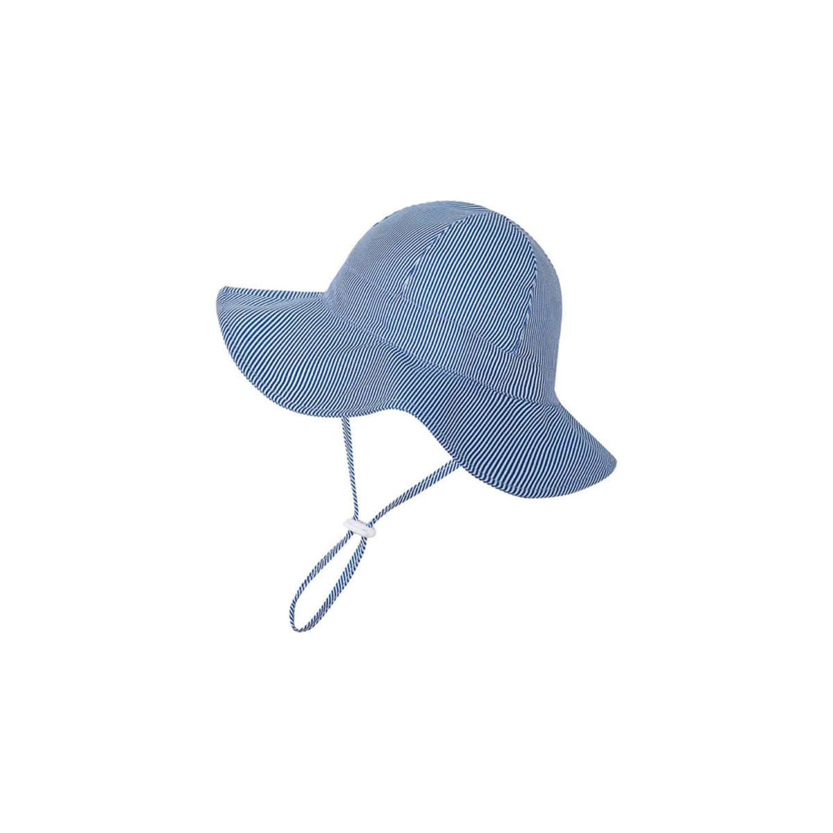 Daphne wide brim baby sun hat in cornflower blue striped
