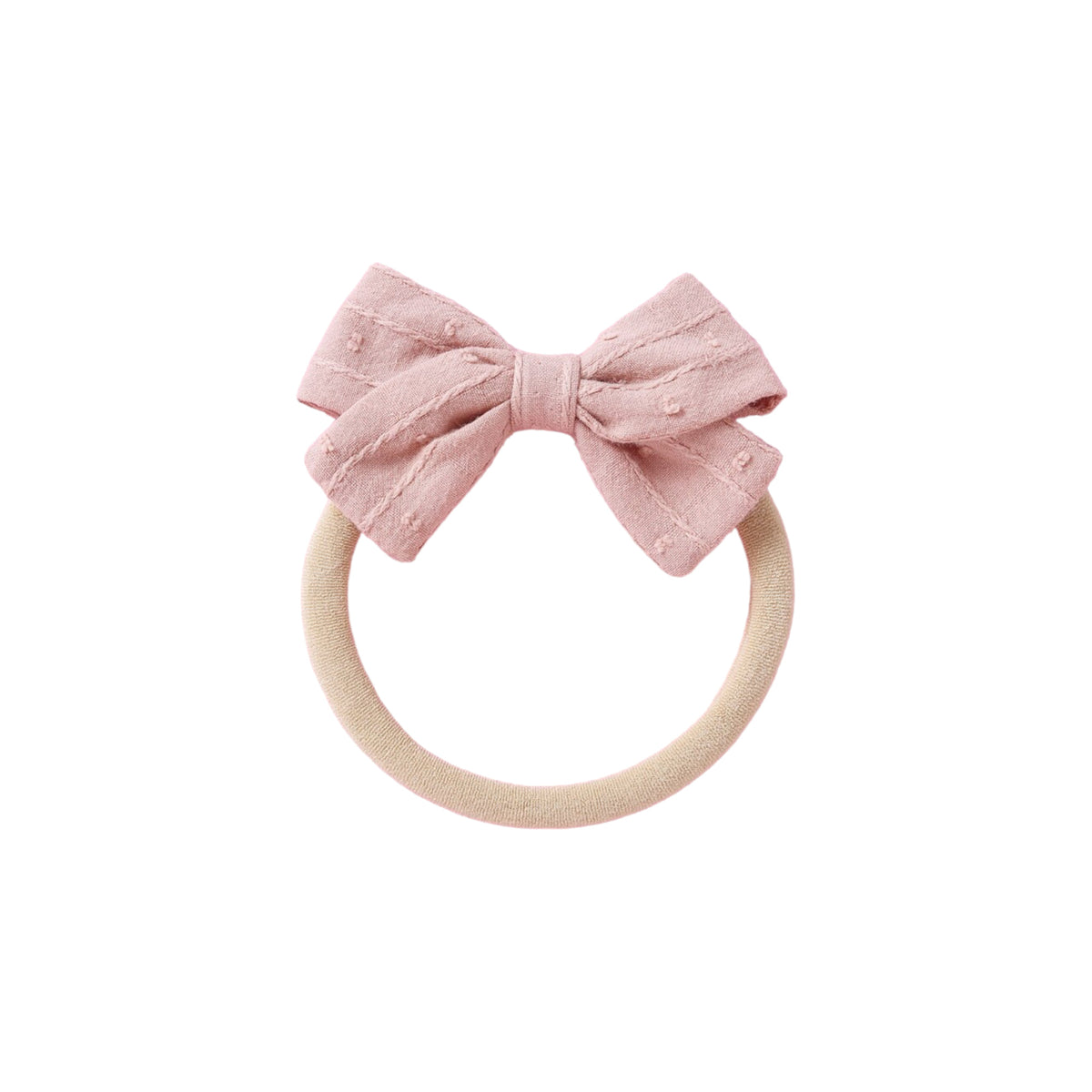 Dotty embroidered baby bow headband in blush