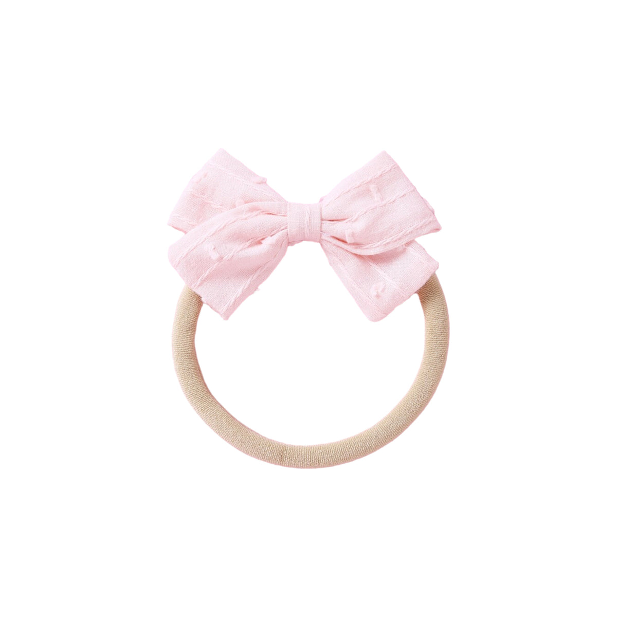 Dotty embroidered baby bow headband in fairy floss