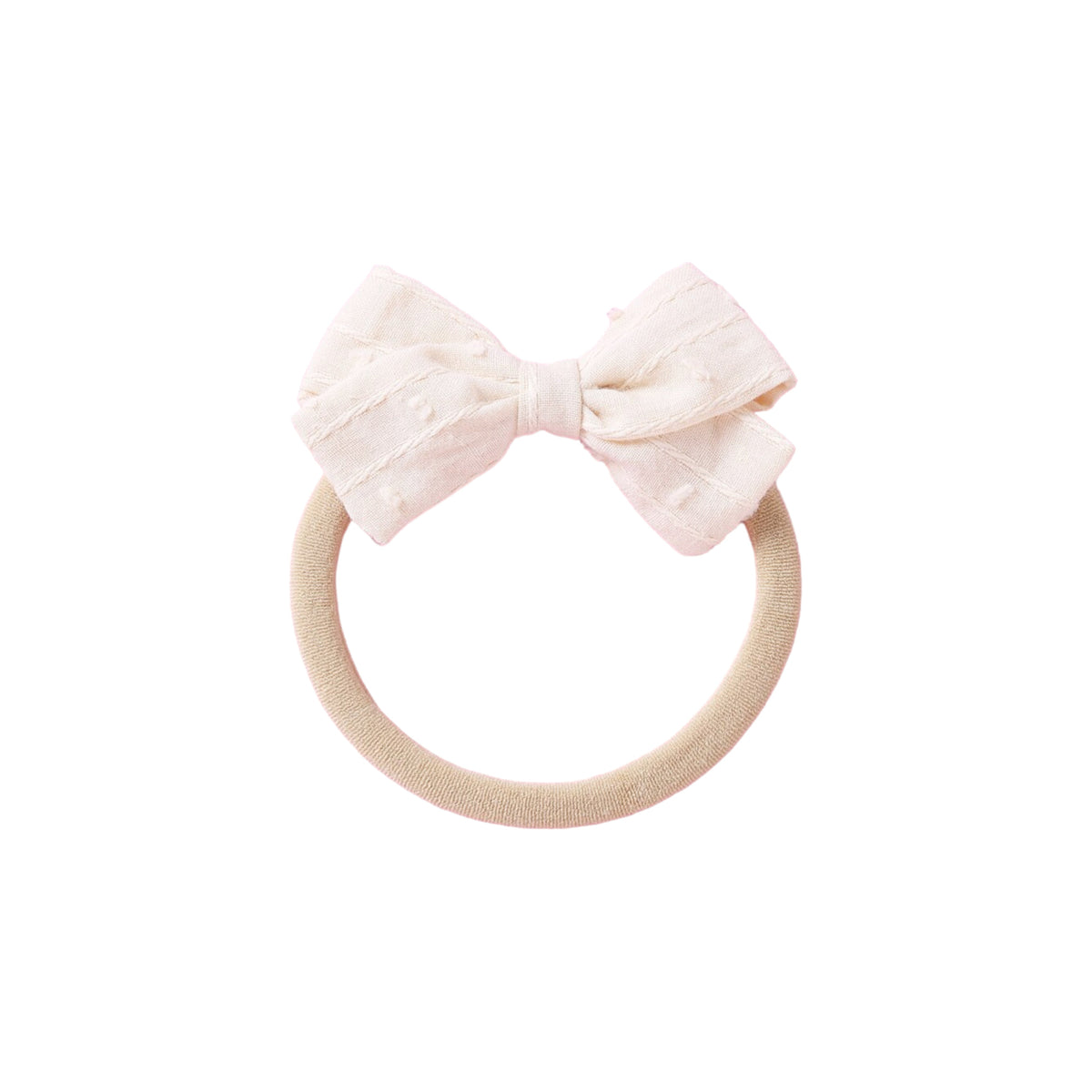 Dotty embroidered baby bow headband in ivory