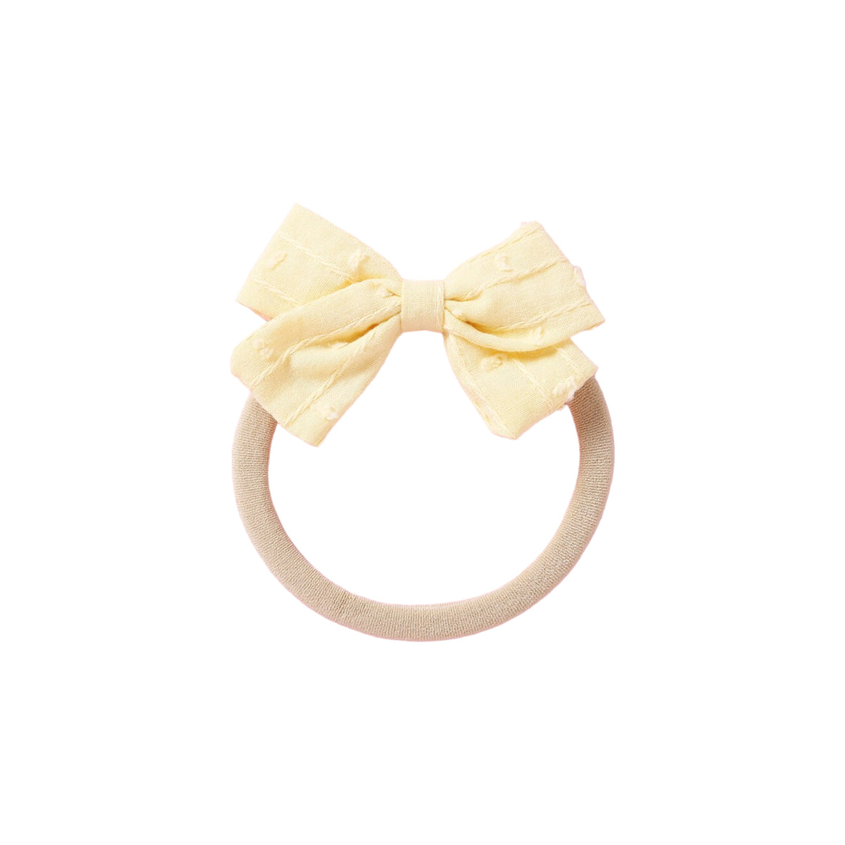 Dotty embroidered baby bow headband in lemon