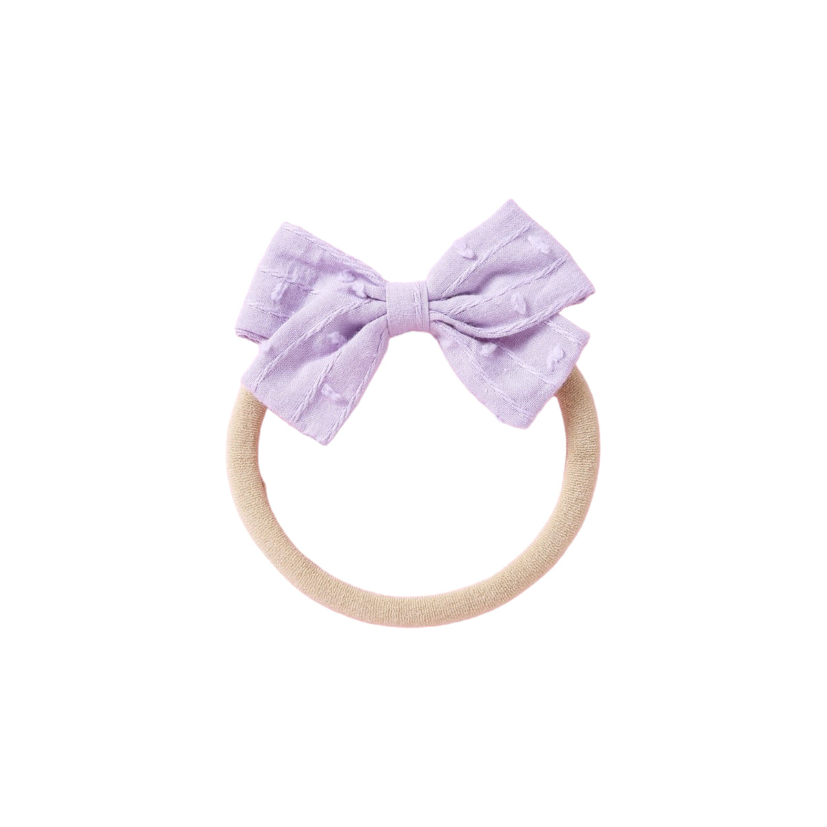 Dotty embroidered baby bow headband in lilac