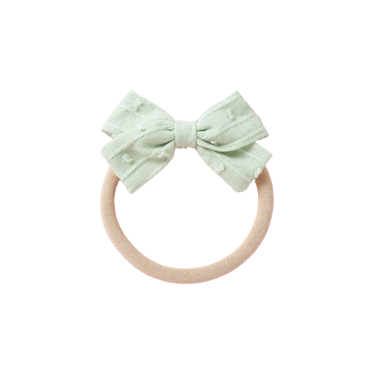 Dotty embroidered baby bow headband in mint