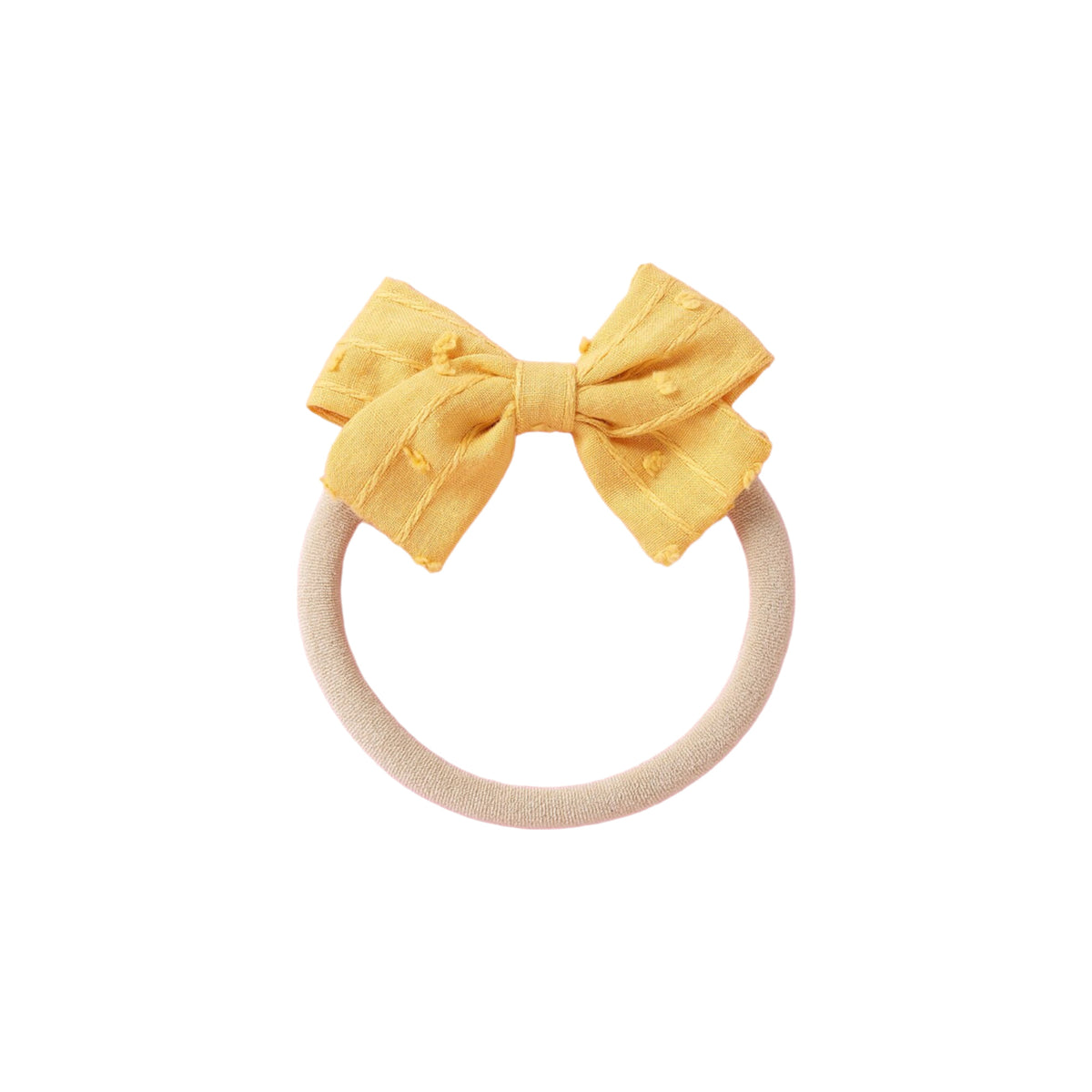 Dotty embroidered baby bow headband in mustard