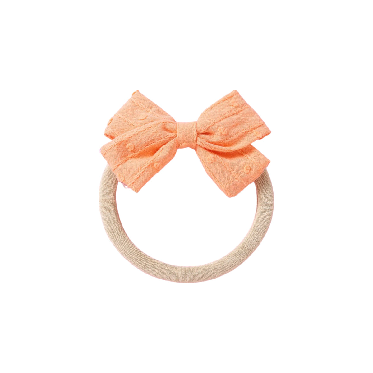 Dotty embroidered baby bow headband in peach