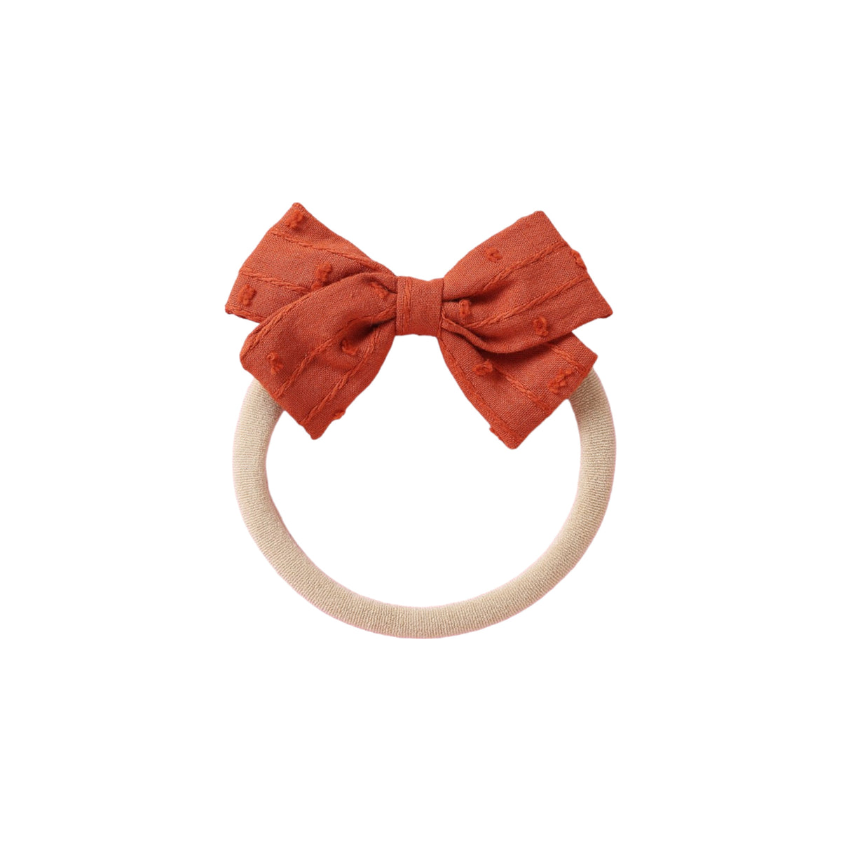 Dotty embroidered baby bow headband in rouge