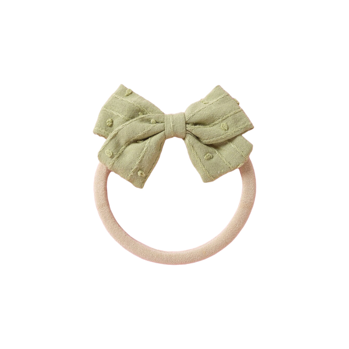 Dotty embroidered baby bow headband in sage