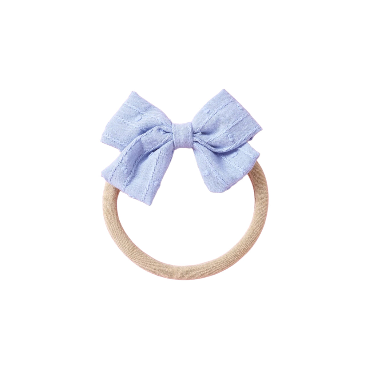 Dotty embroidered baby bow headband in sky