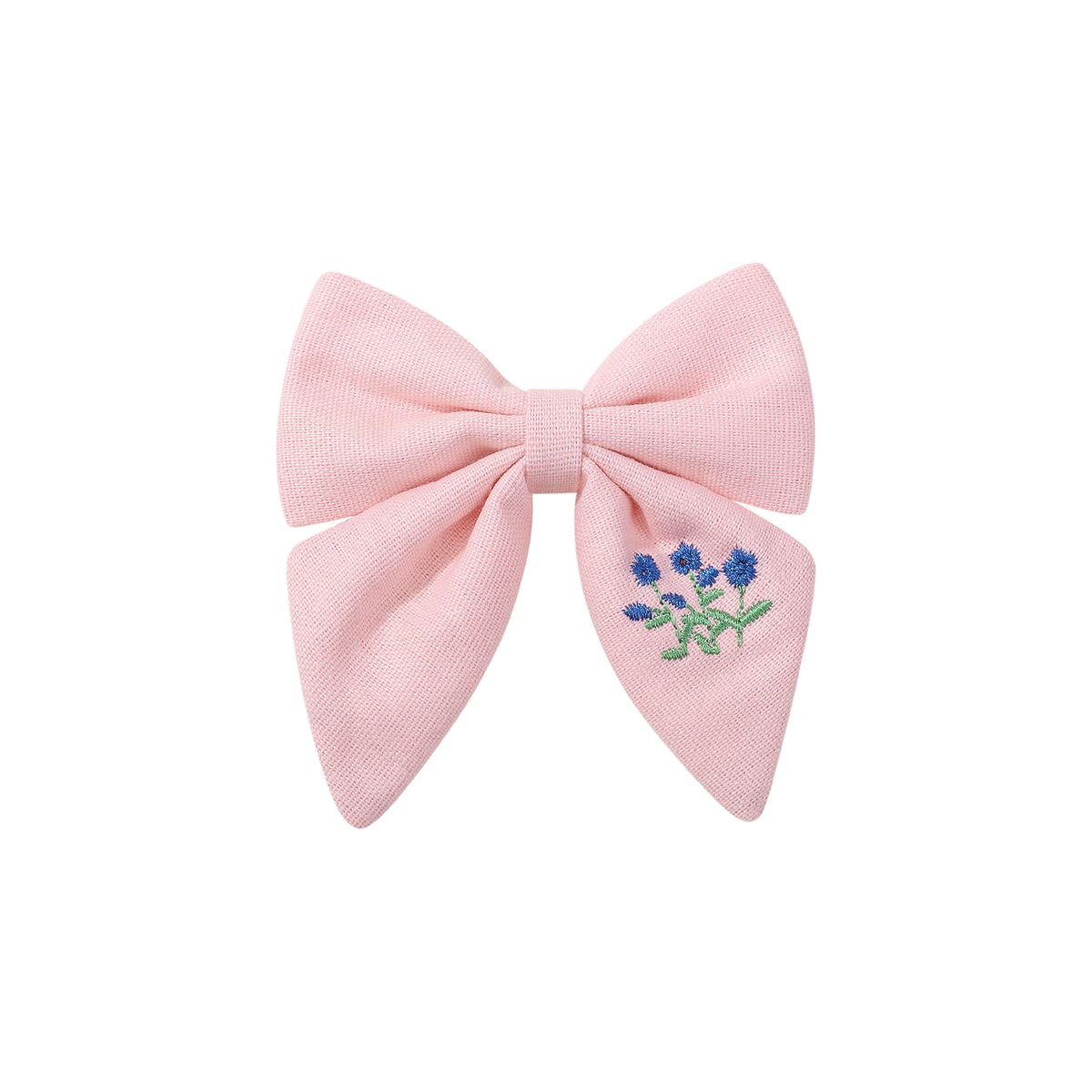 Edie embroidered baby bow clip in fairy floss, pale fairy floss pink
