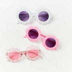 Edna Round Flower in Coral Frame Dark Lens Sunglasses