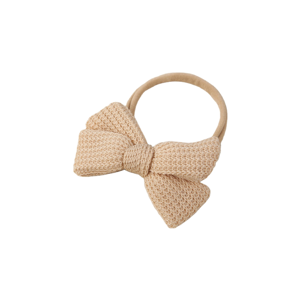 Elsie knitted baby bow headband in latte