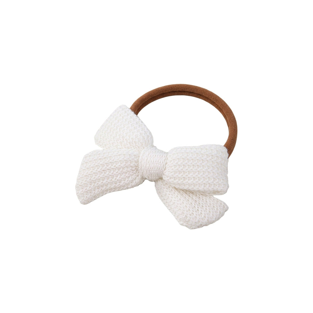 Elsie knitted baby bow headband in white