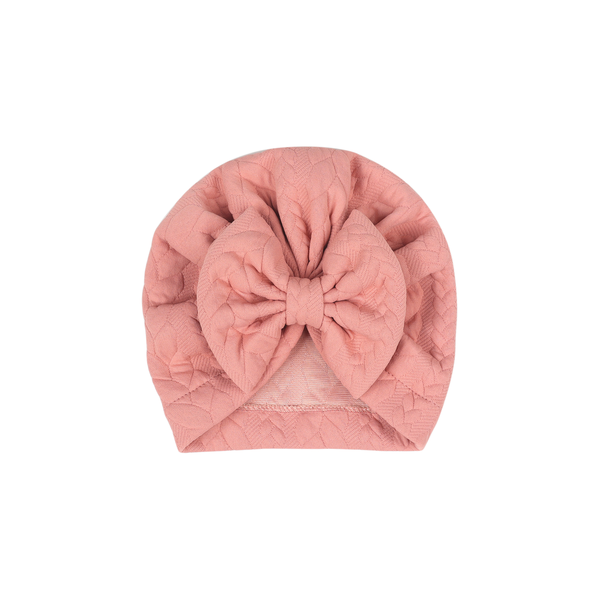 Gigi bow baby turban in flamingo, dusty flamingo rose