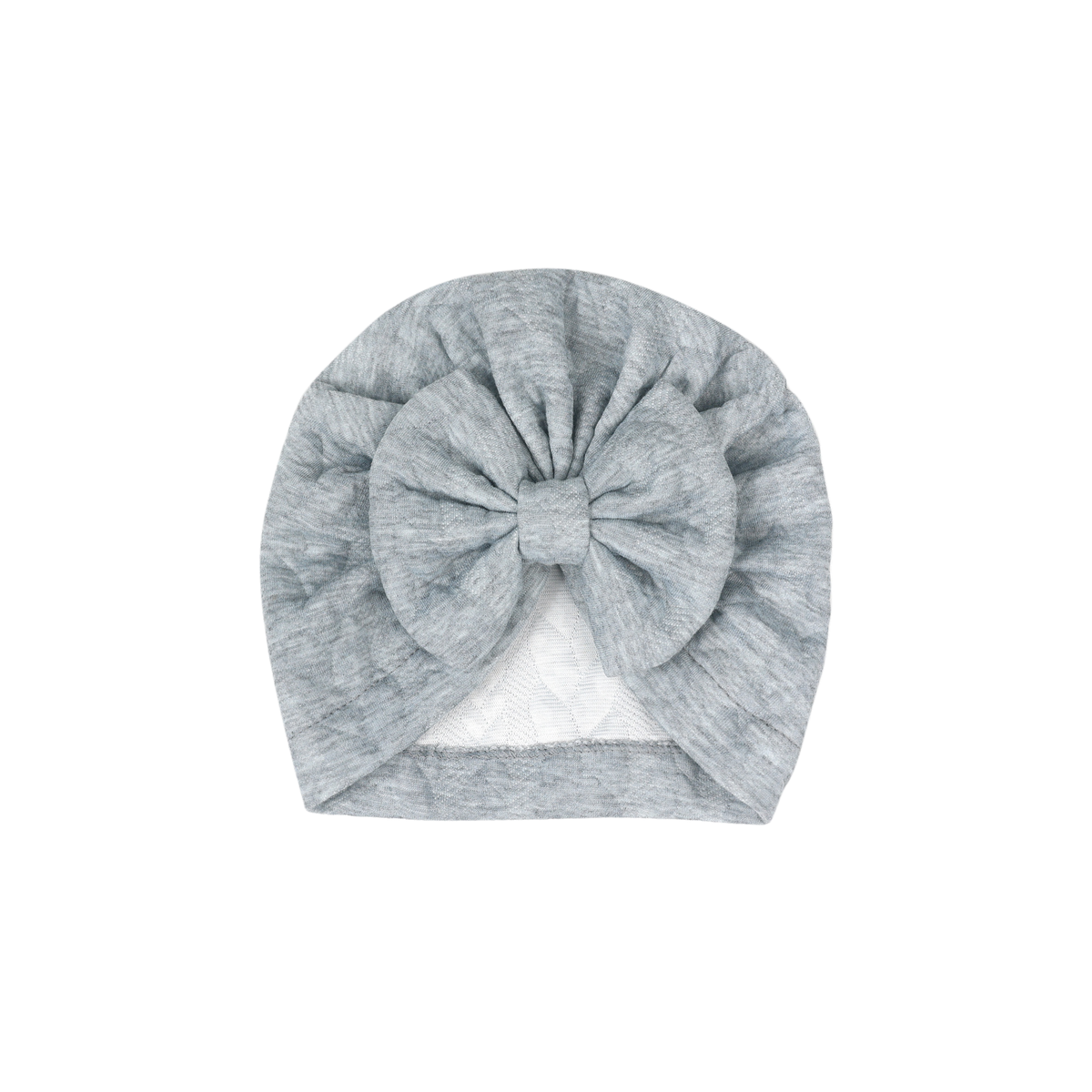 Gigi bow baby turban in pale grey, soft pale grey marle