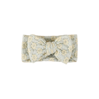 Sage mist lace floral baby headband with bow detail — Harlow Lace Bow Headband on white background