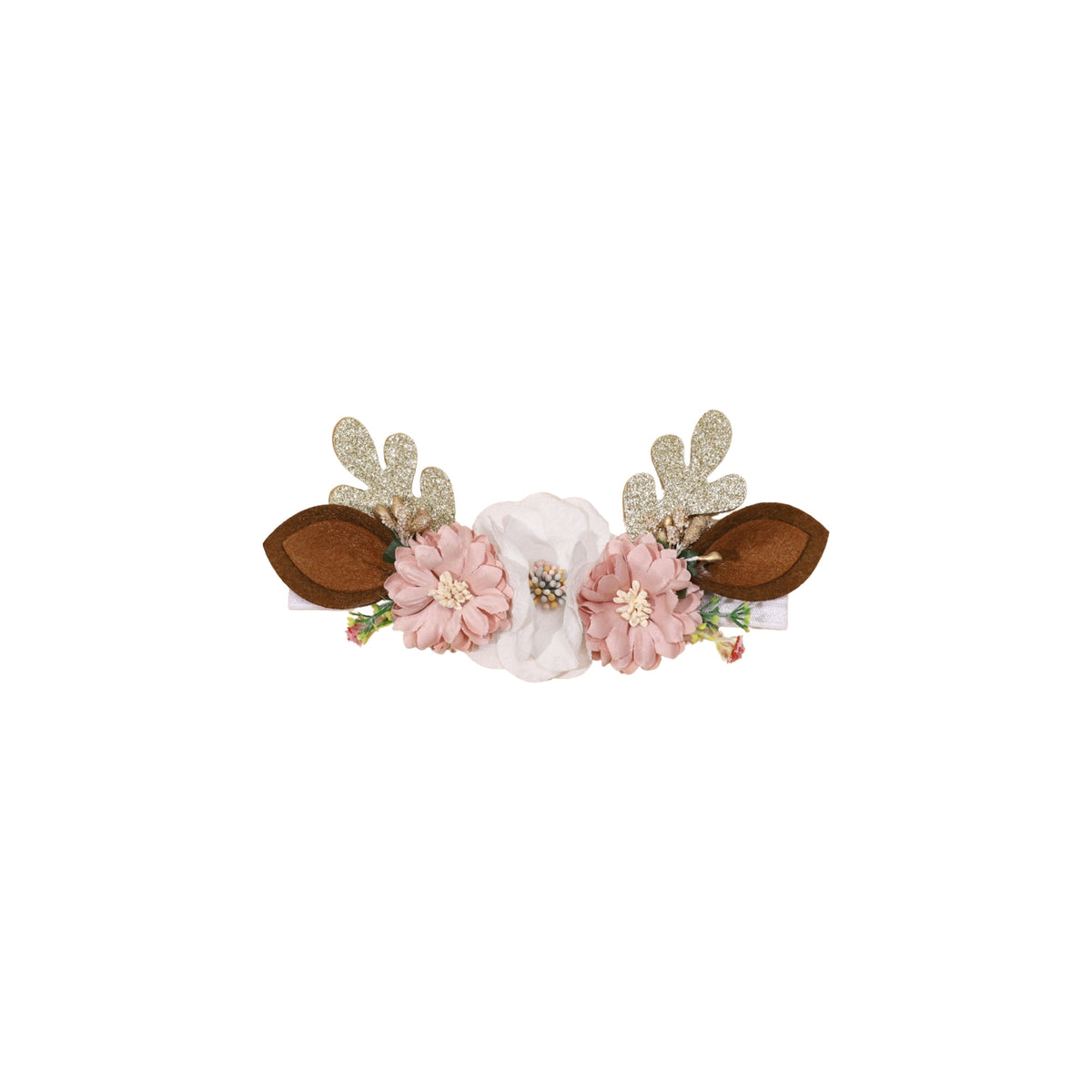 Holly reindeer antler baby headband in fawn