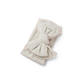Ivory nylon ear detail baby headband with bow detail — Bowie Double Bow Headband on white background