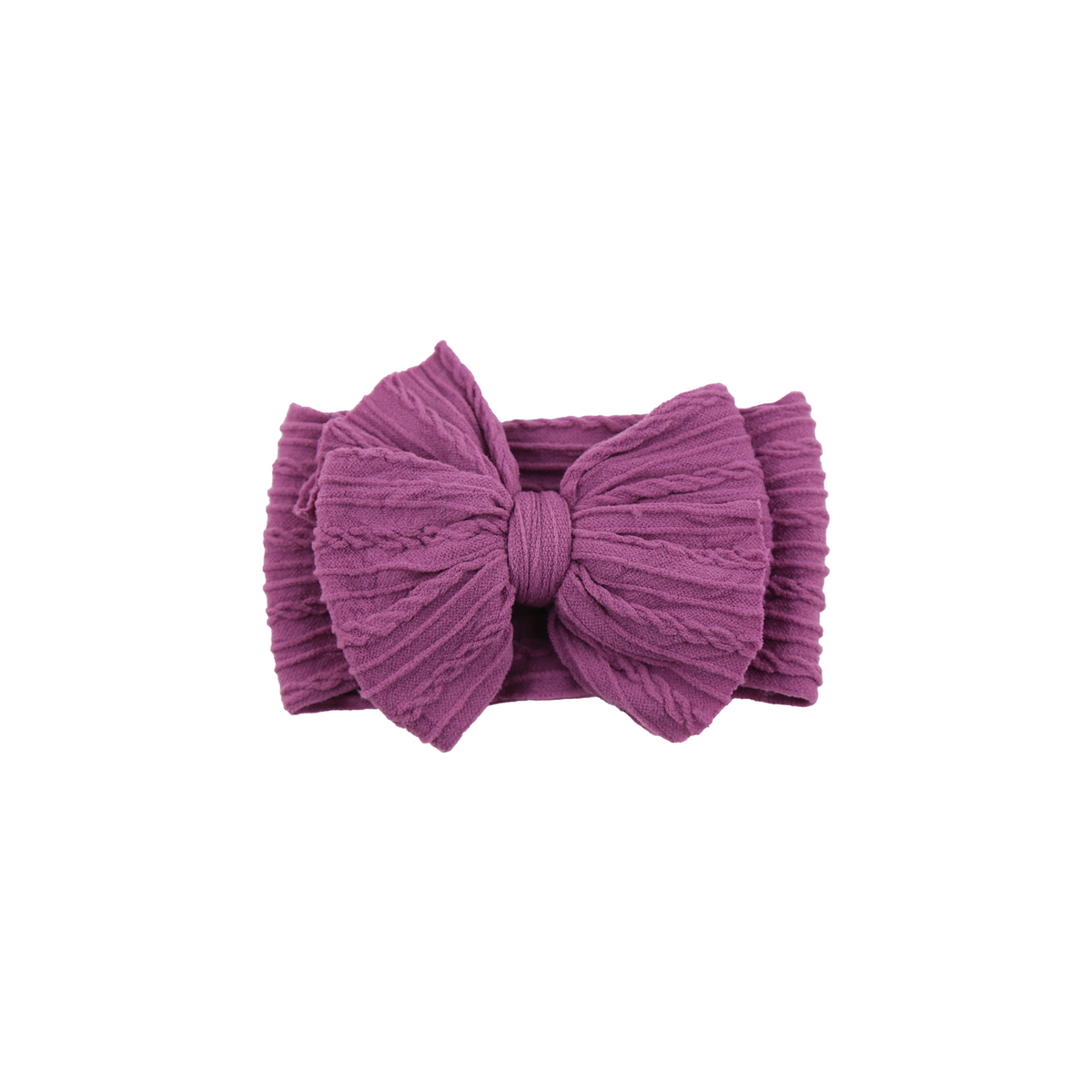 Jolene stitched double bow cable knit baby headband in mauve