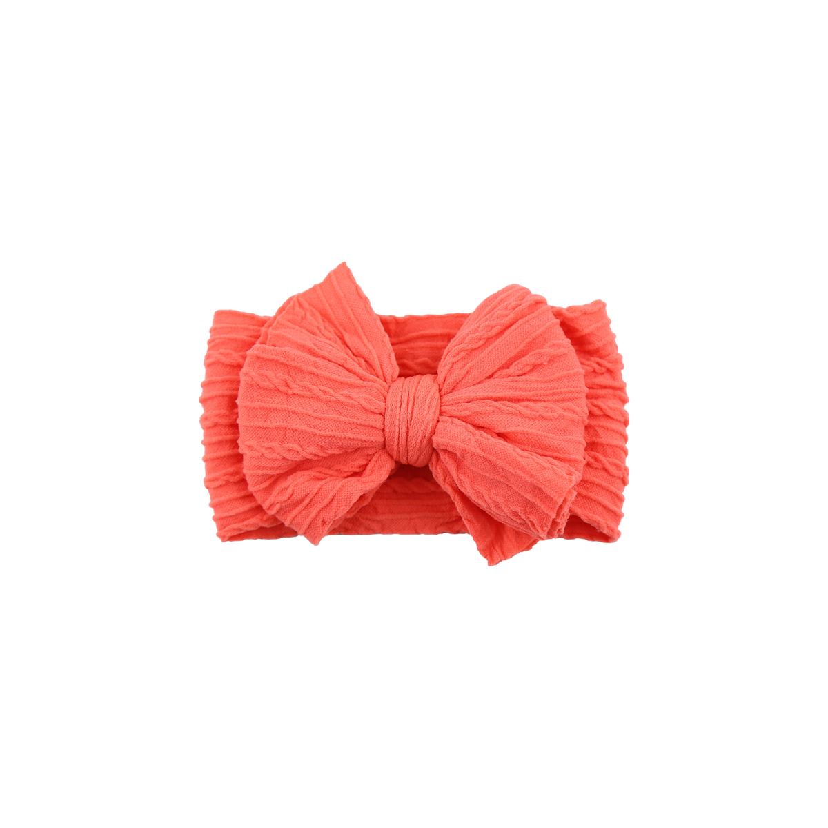 Jolene stitched double bow cable knit baby headband in punch