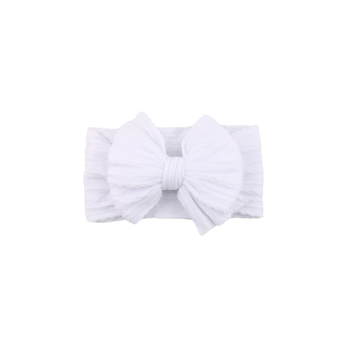 Jolene stitched double bow cable knit baby headband in white
