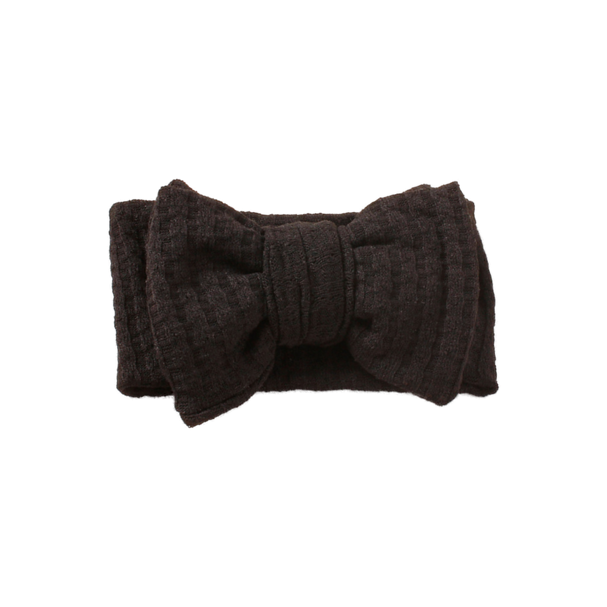 Juniper waffle knit baby bow headband in black
