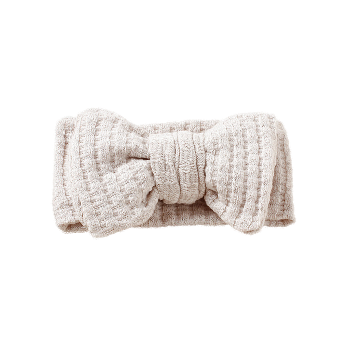 Juniper waffle knit baby bow headband in chalk