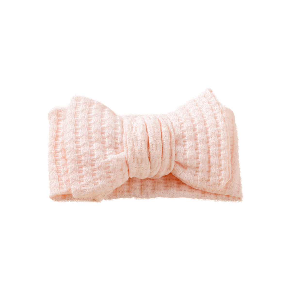 Juniper waffle knit baby bow headband in fairy floss