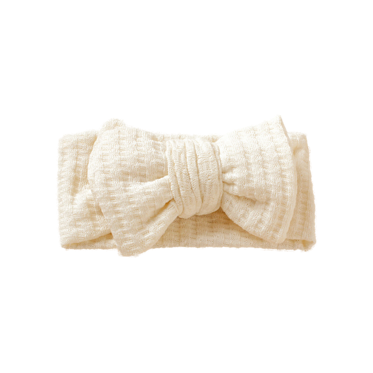 Juniper waffle knit baby bow headband in ivory
