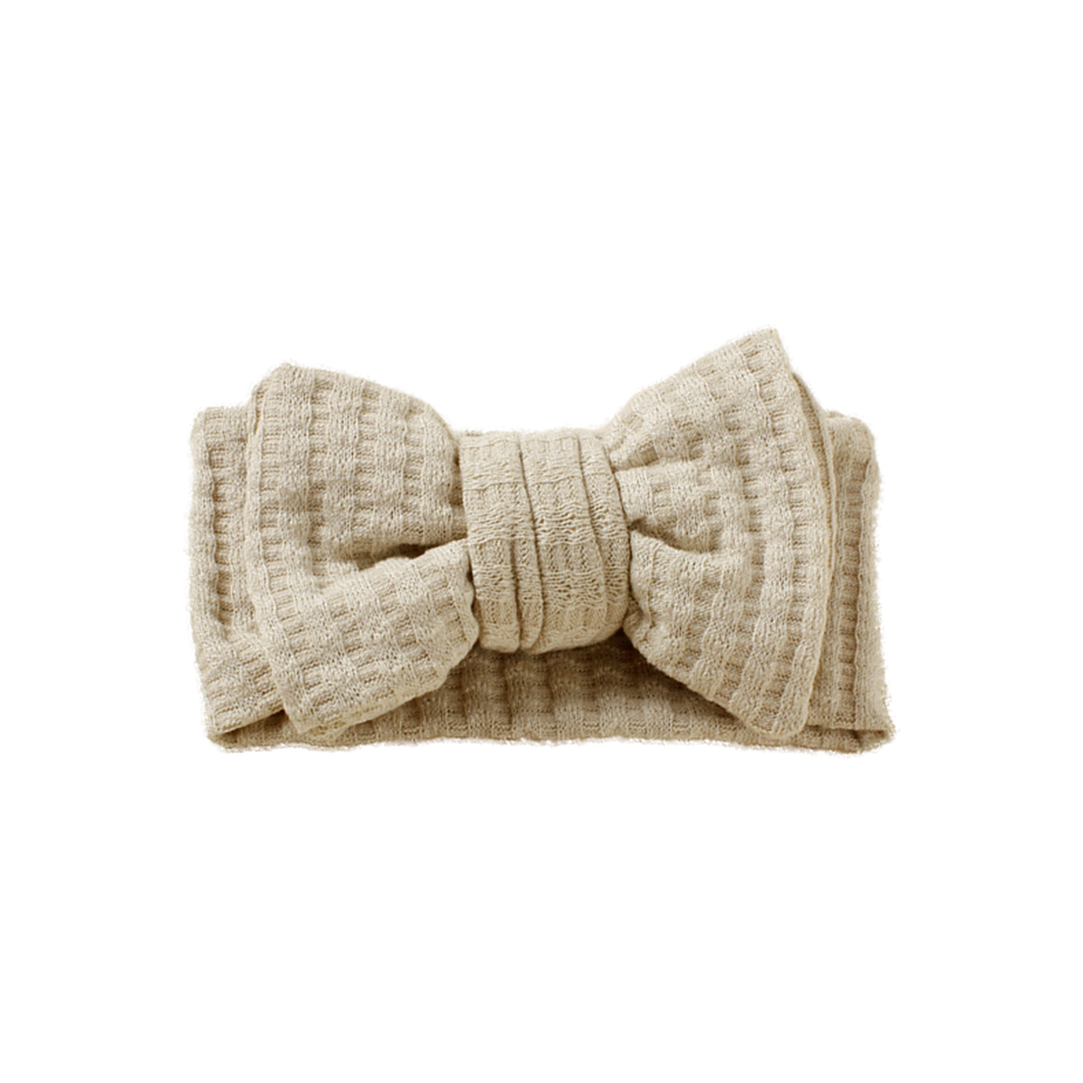 Juniper waffle knit baby bow headband in khaki
