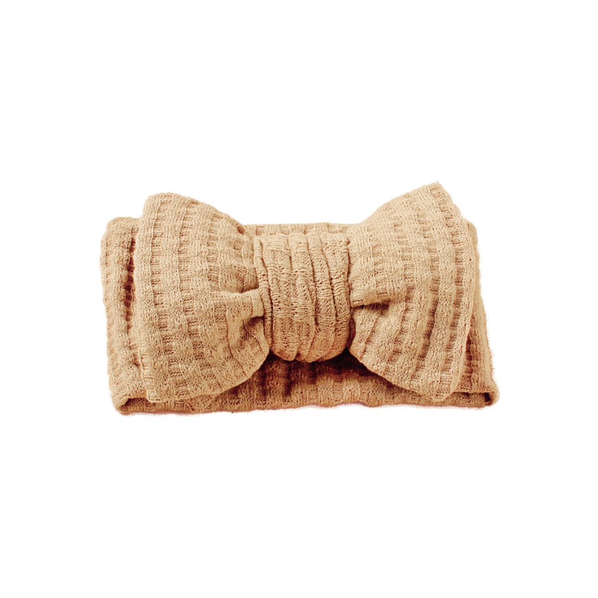 Juniper waffle knit baby bow headband in latte