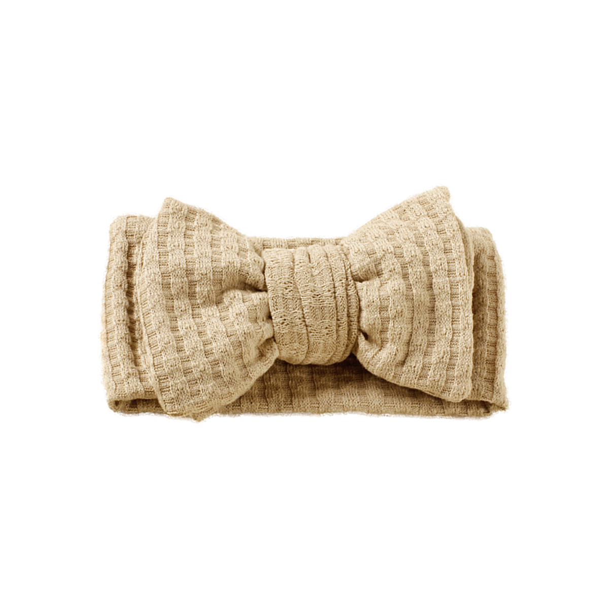Juniper waffle knit baby bow headband in oat