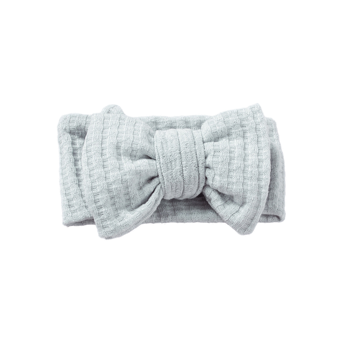 Juniper waffle knit baby bow headband in pale grey