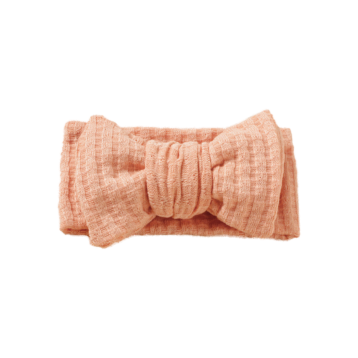 Juniper waffle knit baby bow headband in peach
