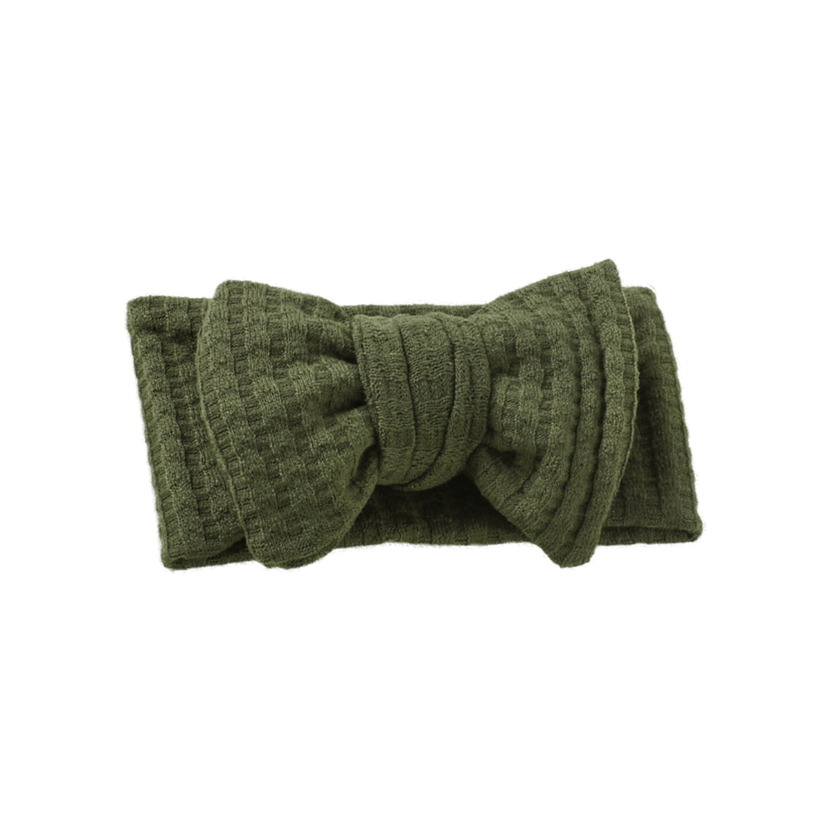 Juniper waffle knit baby bow headband in pine green