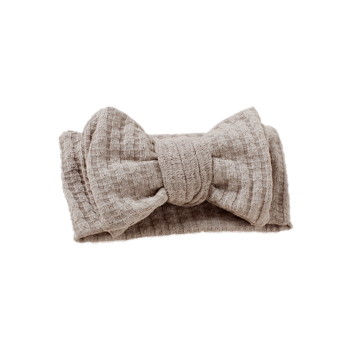 Juniper waffle knit baby bow headband in taupe