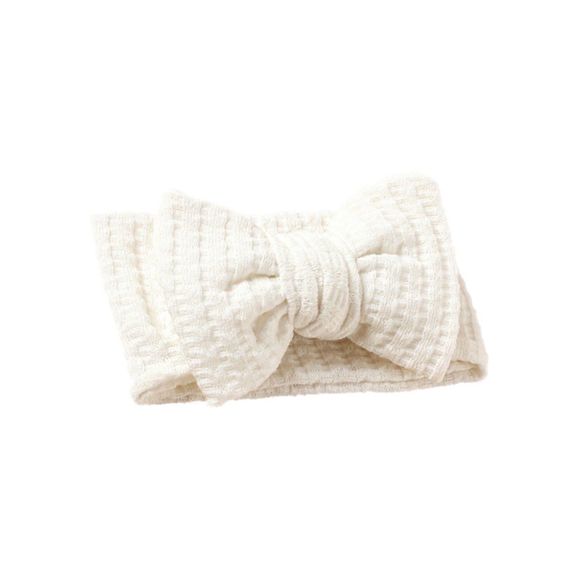 Juniper waffle knit baby bow headband in white