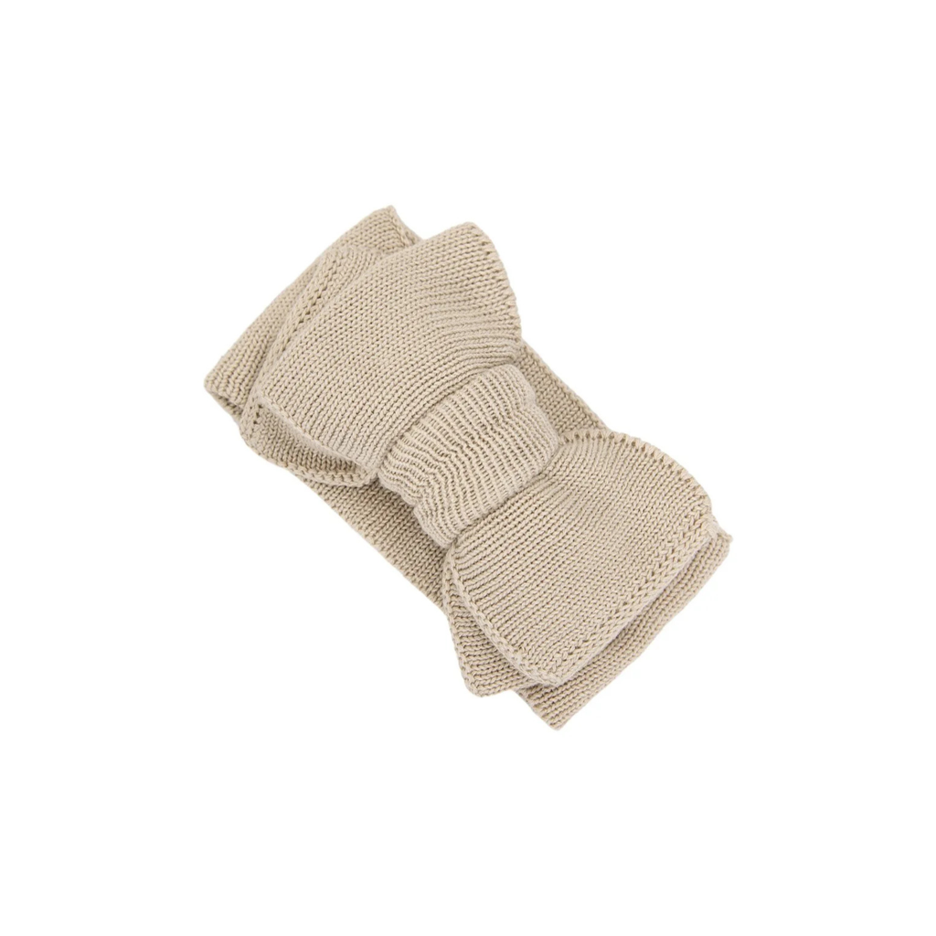Sand cotton oversized bow baby headband — Stevie Baby Bow Headband on white background