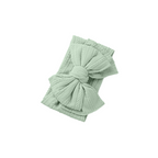 Laurel green double bow baby headband by Sommerfugl Kids
