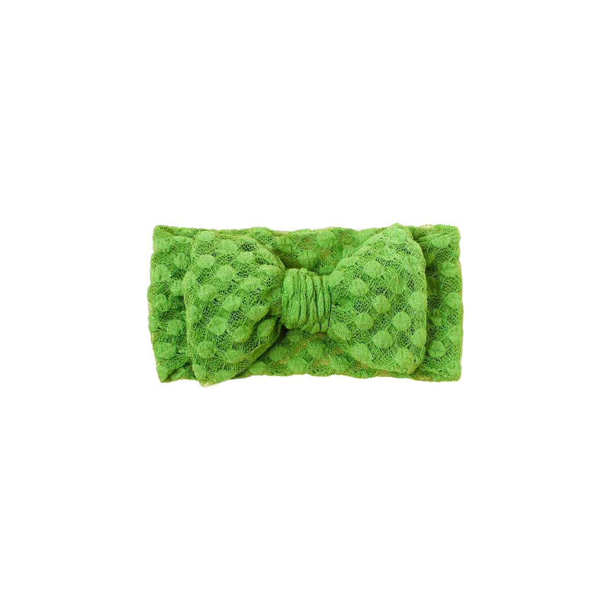 Lulu lace baby bow headband in green, zingy apple green
