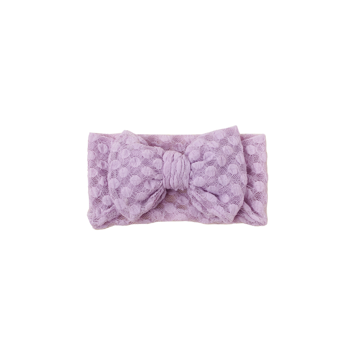 Lulu lace baby bow headband in lavender, soft lilac lavender