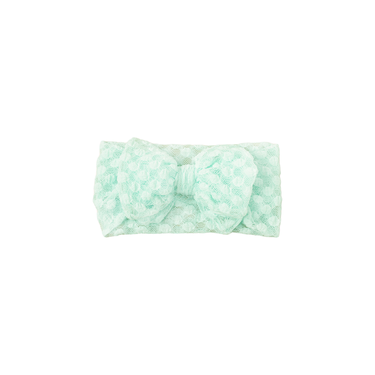 Lulu lace baby bow headband in mint, pale mint green
