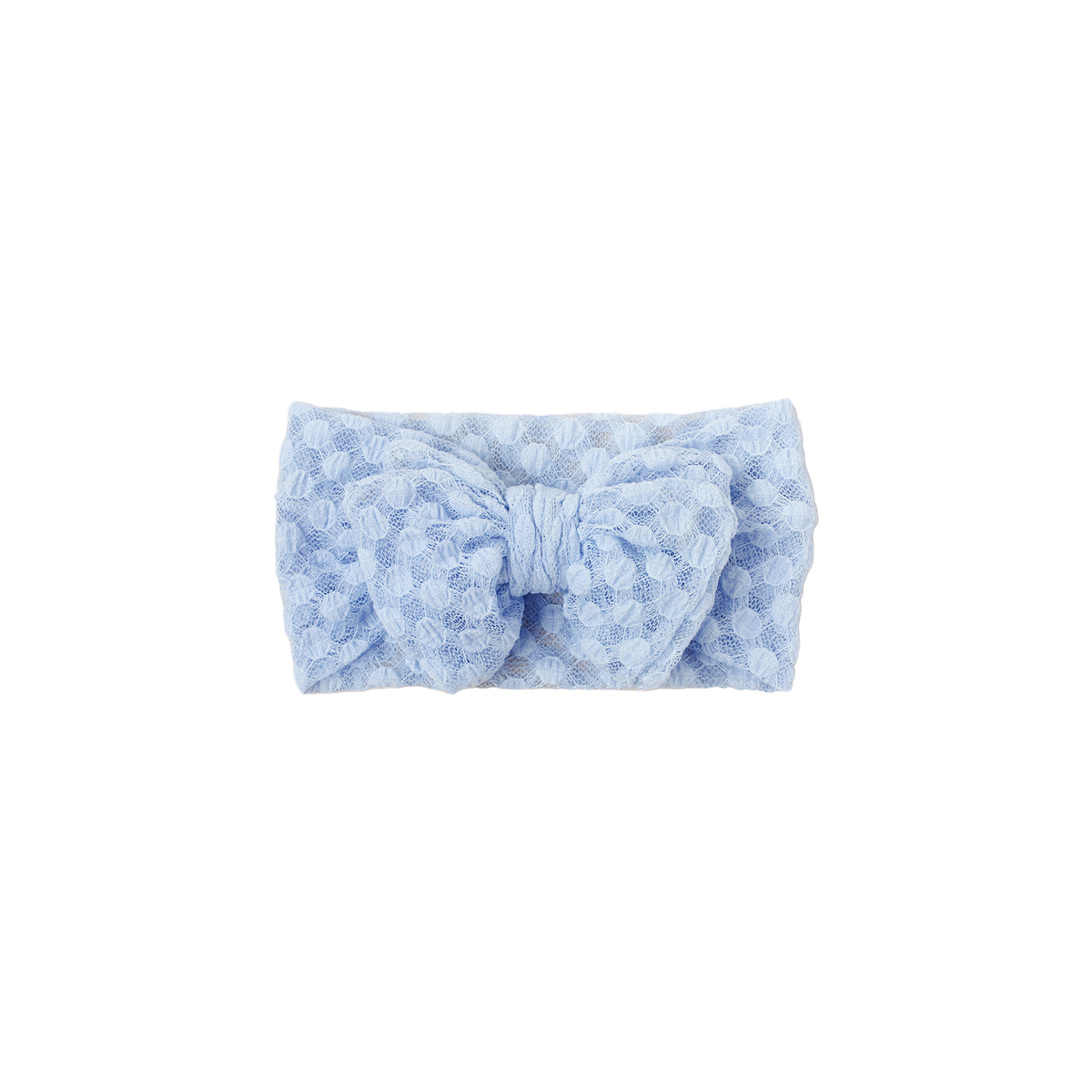 Lulu lace baby bow headband in sky, pale sky blue
