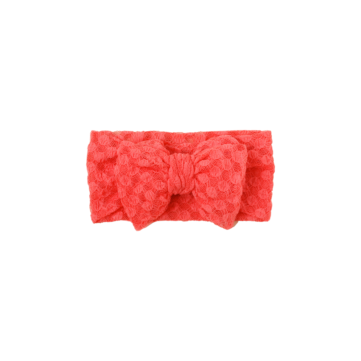 Lulu lace baby bow headband in strawberry, bright strawberry red