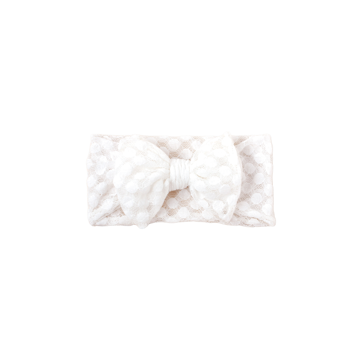 Lulu lace baby bow headband in white, crisp white
