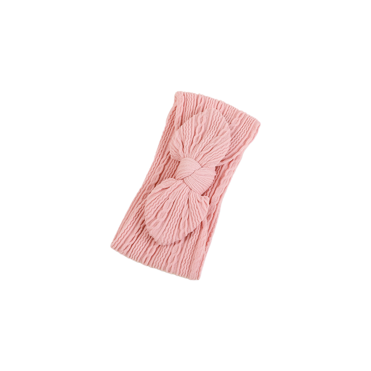 Mabel knit baby bow headband in blush, soft blush pink
