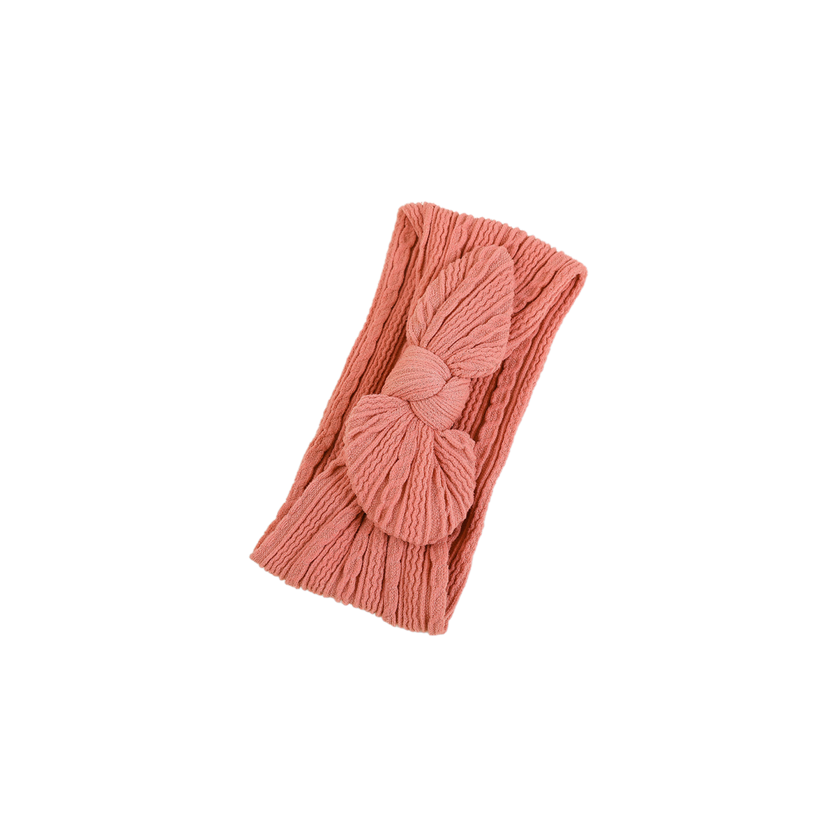 Mabel knit baby bow headband in flamingo, dusty flamingo rose