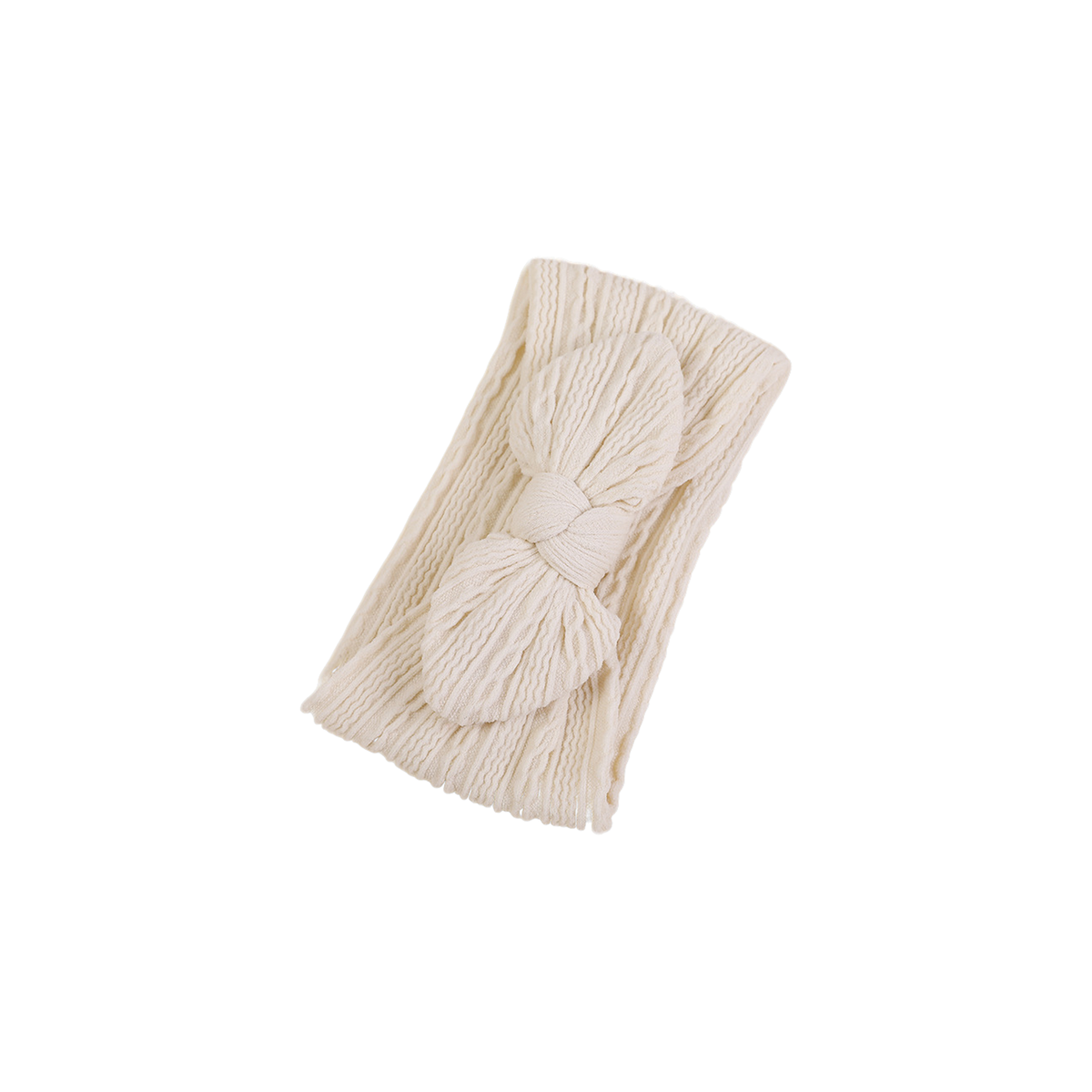 Mabel knit baby bow headband in ivory, creamy ivory